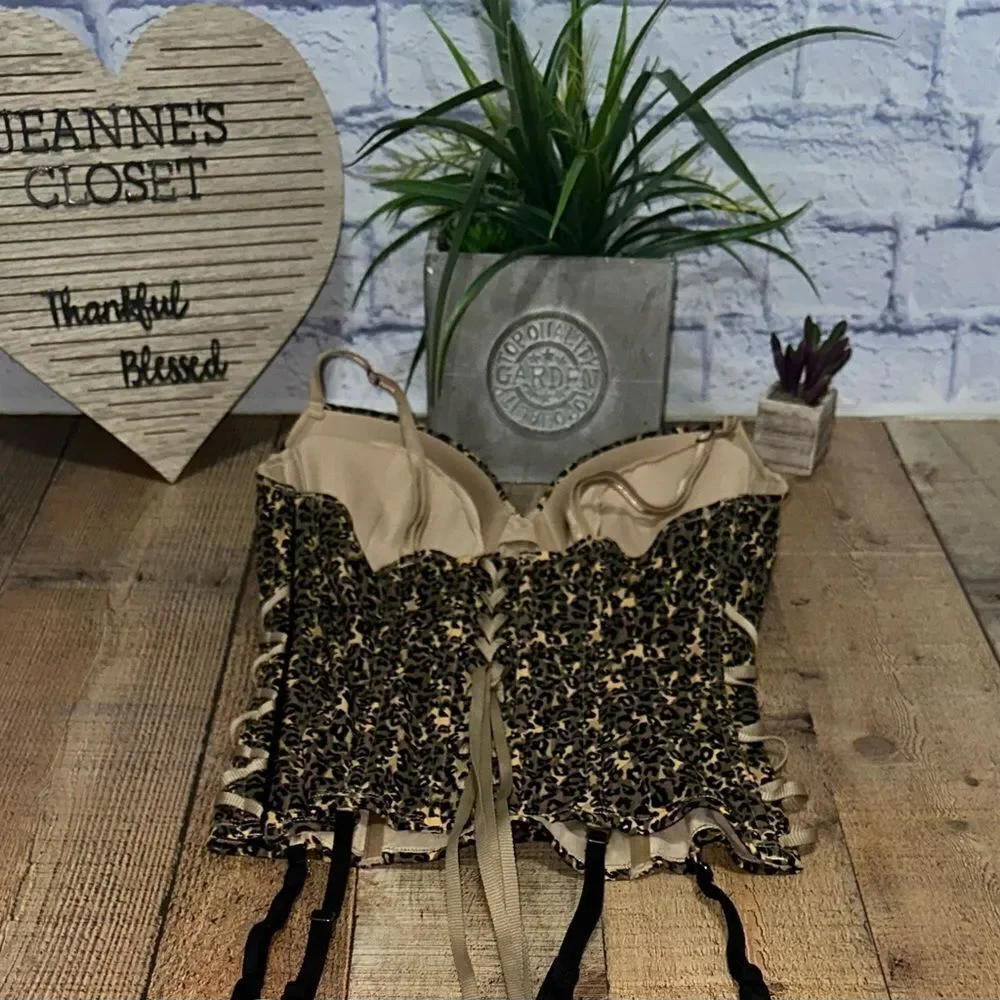 Frederick’s of Hollywood exxtreme cleavage animal camo corset